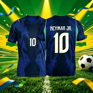 2026 Brazil Home And Away Yellow And Blue 10# Neymar Vini 11# Raphinha Short Sleeve Soccer Jersey Fans Version