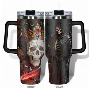 1pc Stainless Steel Cup 40oz/30oz/22oz Water Bottle, Vacuum Insulated Tumbler, Design With Skull King Double-layer insulation Leakproof Large Capacity, Insulated Travel Drinkware, Gym, Hiking, Travel Ideal Birthday Christmas Gift Halloween
