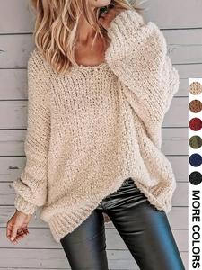 【plus size】 solid color cable knit pullover sweater, casual long sleeve round neck jumper for fall & winter, women's plus clothing for daily wear, hoodie