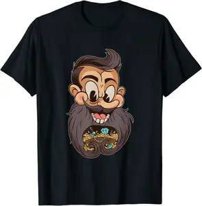 Treasure Jewels Gold Coins Hidden in Head Hair Beard Man T-Shirt - Loislefors Shop 30B09MNTG81H