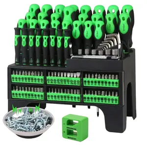 118-Piece Magnetic Screwdriver Set, including a plastic storage rack, precision screwdrivers, a magnetizer, a demagnetizer, a nut wrench, a ratchet handle, Allen wrenches, sockets, and more—essential tools for outdoor and home emergency repairs tiktokshop