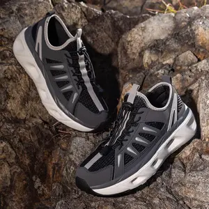 OFIREND Men's Quick-Dry Hiking Sneakers - Hiking Athletic Shoes with Drainage Outsole, Cushioned EVA Midsole, Breathable Design, Easy Adjustment Elastic Laces for Outdoor Adventures