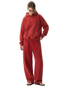 FDR Clody Soft Fleece Hoodie & Baggy Sweatpants Matching Set for Women & Men, Oversized Sweatsuit with Washed Fabric Pullover Hoodie and Lounge Jogger Pants, Streetwear Outfit Everyday Wear Minimalist Tops Heavyweight Fleeced Cotton Zipper Hoodie summerwi