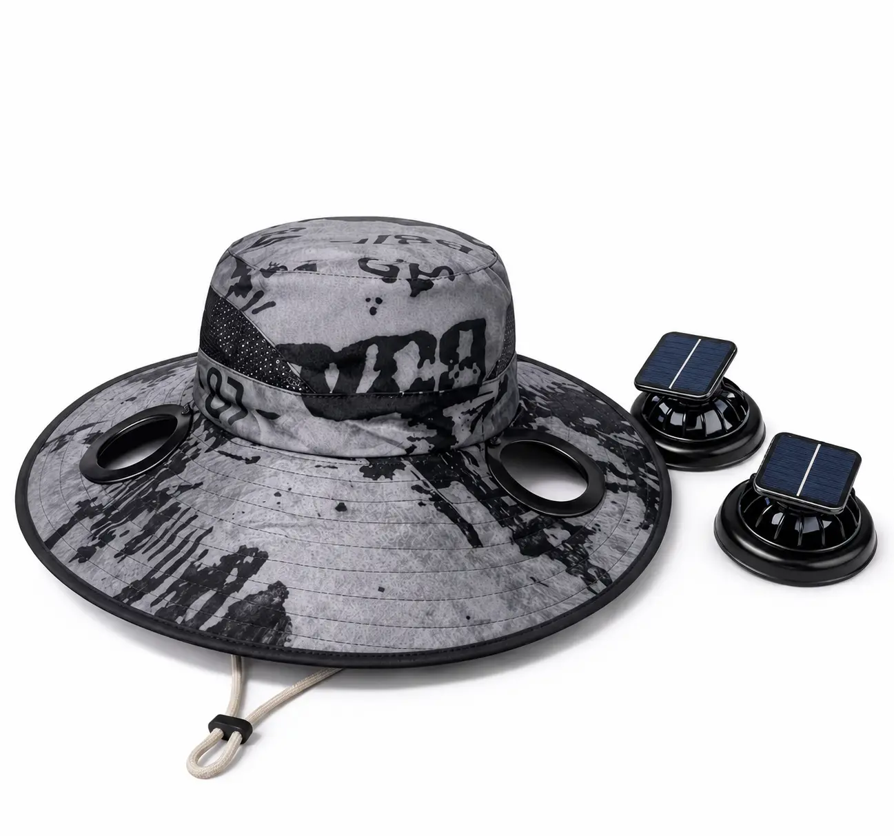 USB & Solar Powered Fan Sun Hat, Wide Brim Cooling Hat with Dual Fans, Outdoor Summer UV Protection for Fishing, Gardening & Hiking