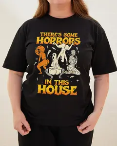 There's Some Horrors In This House Halloween Sexy Girl T-Shirt, Halloween Horror Shirt, Sarcastic Halloween Tee, Horror Movie Character Shirt, Funny Halloween Shirt, Spooky Season Shirt, Trendy Halloween Party Shirt Top Womenswear