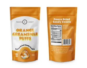Raven Candy Orange Creamsicle Puffs Freeze Dried Candy 1.5 oz  Sweet Snack Tangy Candies