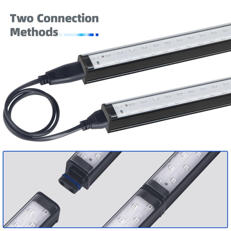 Barrina Black Light Bar, 10W 1FT Magnetic, for Glow Party, Fluorescent Poster Paint, Blacklight Halloween Decorations, Linkable, Plug with Built-in ON/Off Switch, 2 Packs