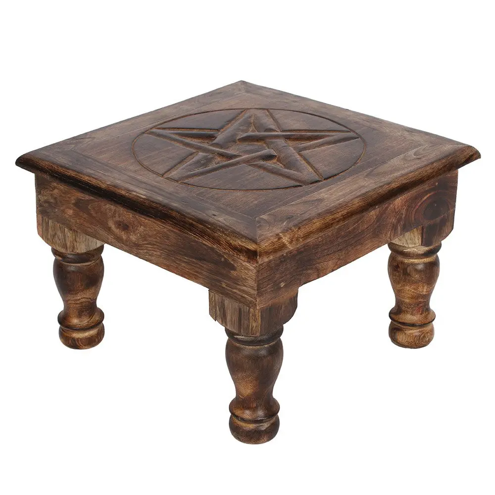 Rustic Large Pentagram Gothic Altar Table - Durable, Weatherproof Outdoor Furniture for Witches' Spiritual Practices, 13" L × 13" W × 9.1" H, Beautiful Enough for Everyday Display