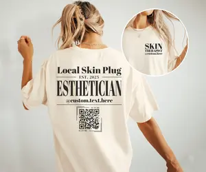 Custom Esthetician Shirt, QR Code Esthetician Tshirt, Personalized Esthetician Gift, Esthetician Business Shirt, Esthetician Salon Instagram