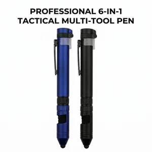 Outdoor Military Travel 6-in-1 Multitool with Cross Screwdriver, Compass, Touch Bracket, Light and Pen,Two-piece pack Summervibes