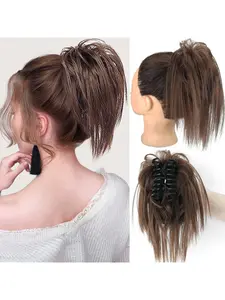Natural Look Fake Hair Clip, Loose Casual Puffy Synthetic Wig Extension, Long Tail Design for Lazy Days, Perfect Accessory for Everyday Use