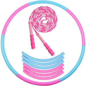 Detachable Hula Hoop and Jump Rope Set for Exercise and Fitness - Great for Indoor and Outdoor Sports for Children, Teens and Adults - Hoola Hoop Adjustable 24 to 28 Inches Diameter