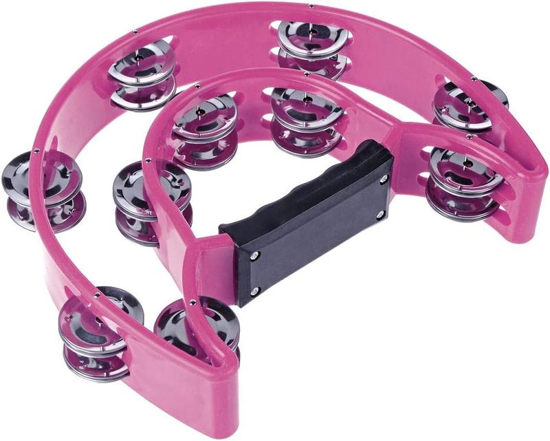 Multicolor Handheld Tambourine Double Row Jingles Ergonomic Grip Music Instrument