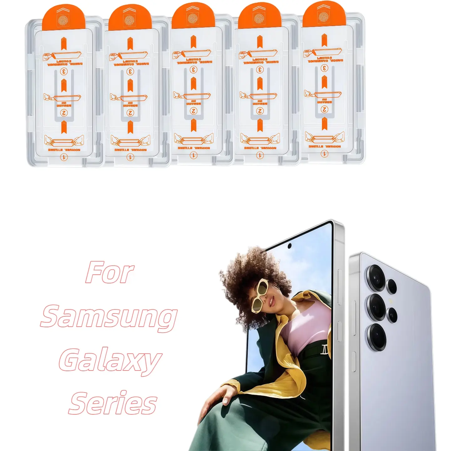 Samsung Galaxy S25 Ultra/s24 Plus/s23/s22/s21 Screen Protector Film, 5-Pack, 9h Hardness, Bubble-Free Design, Anti-Scratch Protection