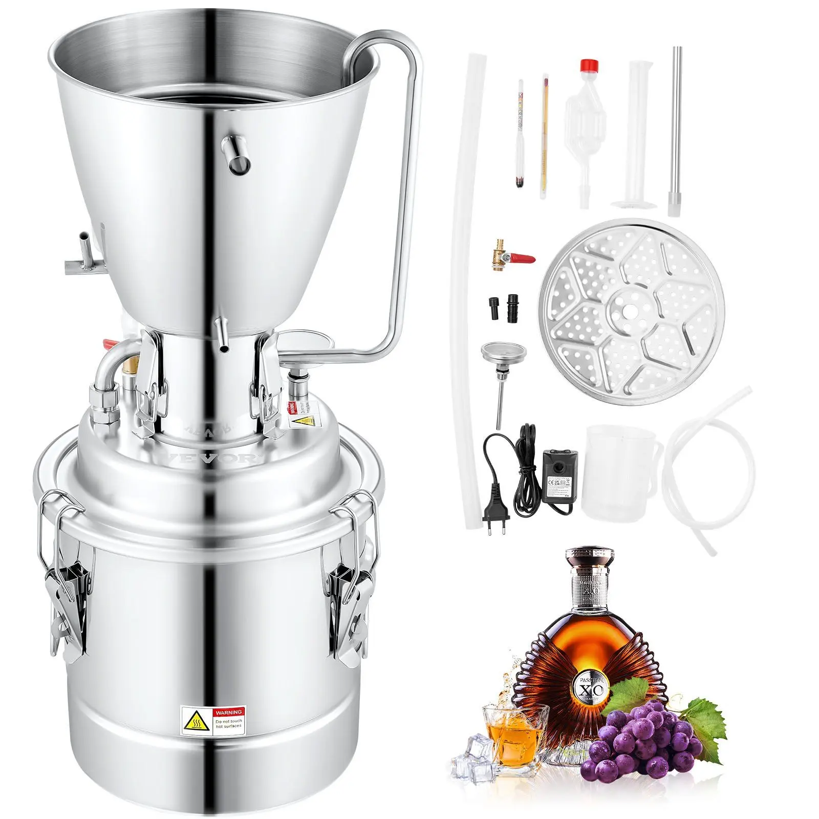 VEVOR 13 Gal Alcohol Distiller Machine, Home Brewing Hand Tool for Beverage DIY Whiskey Making