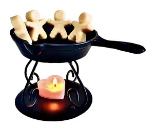 Wax Melter Mini Cast Iron Skillet with Warmer and Trivet Wax Pot Black Tea Lights Halloween Harvest Thanksgiving Decorations Gifts
