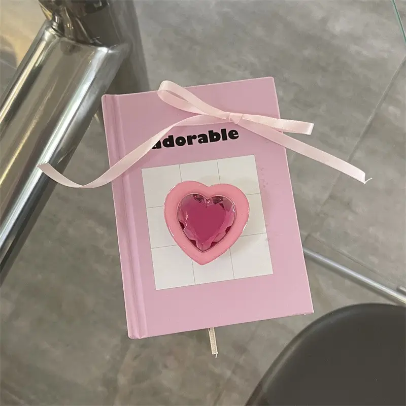 Colorful Heart Crystal Phone Stand, Adhesive Expandable Foldable, Fashion Mobile Accessory, Perfect Gift for Friends Family, Adhesive Cellphone Holder