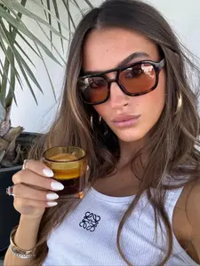 Women's Leopard Pattern Square Frame Sunglasses, Trendy Casual Double-beam Sunglasses for Everyday Use, Fashion Accessories for Outdoor Activities, Classic Shades