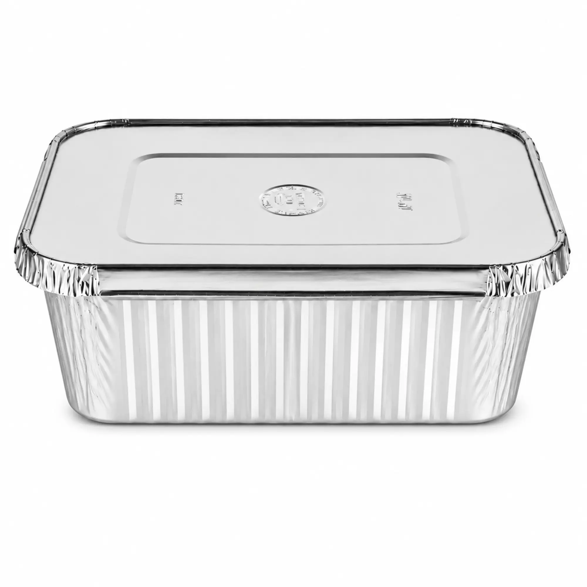 VeZee 5Lb Oblong Aluminum Foil Pan with Lid, 9.5" x 7" Heavy Duty Disposable Food Container, Deep Steam Table Tray for Baking, Roasting, Meal Prep, Catering, Takeout, BBQ, Freezer & Oven Safe