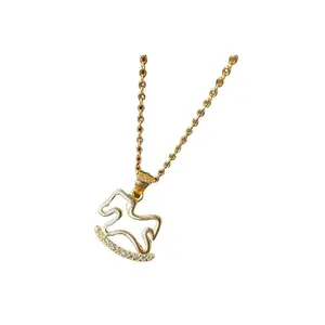 RAINY CO New Country Style Carousel Necklace #Gold 1Pc