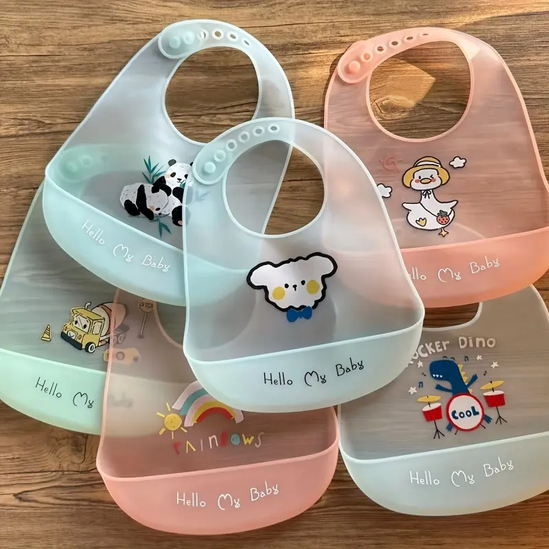 1pc Cute Silicone Baby Bibs with Adjustable Neck Band Extra Soft And Durable Silicone Feeding Bibs, Silicone Bibs, Gifts for Kindergarten Preschool Children