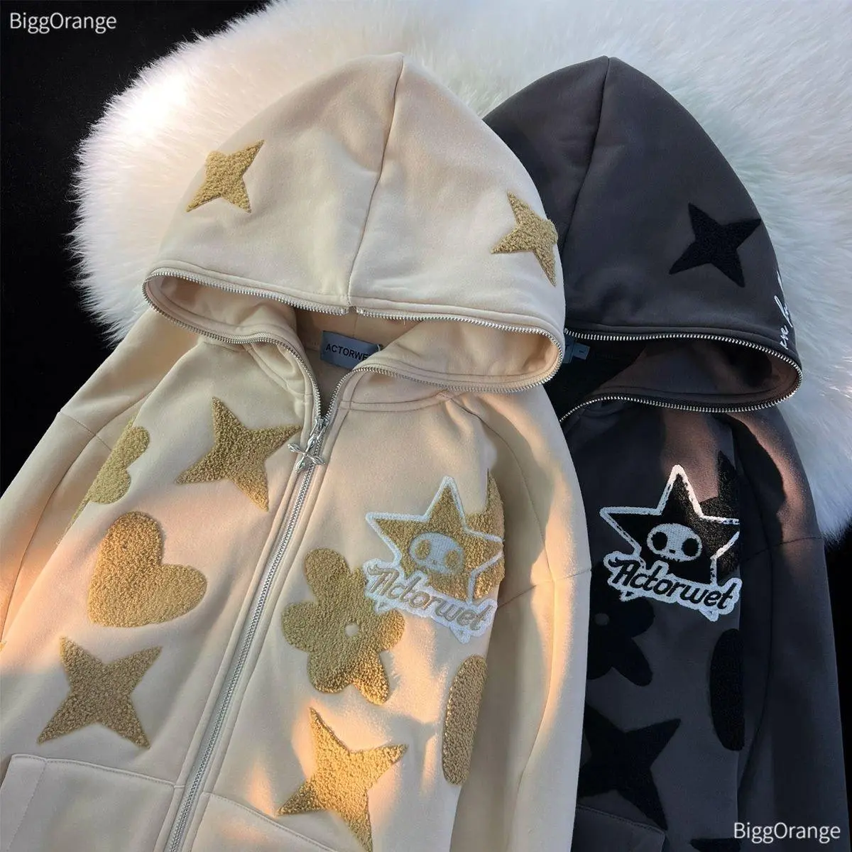 Vintage Embroidery 2025 High Quality Women Oversized Sweatshirt with Star Print, Goth Harajuku Y2K Style, Tops for Women - Womenswear