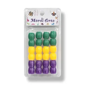 Jackie Large Barrel Mardi Gras Color Beads (Small Pack)