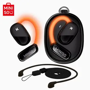 MINISO True Open Wireless Earbuds, Cool Light Strips Design, Bluetooth 5.4, IPX5 Waterproof, Deep Bass, Ergonomic Ear Hooks, Clear Calls, Lightweight Comfortable Wireless Headphones for Sports School