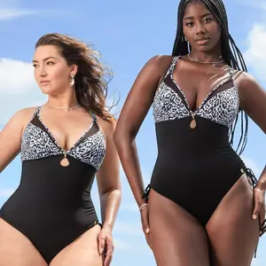 Popilush Women's One-Piece Built in Shapewear Swimsuit Deep V Neck  Print Sheer Push-Up Bathing Swimsuit #Dealsforyoudays
