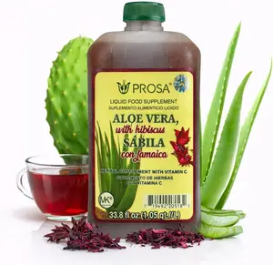 Prosa Aloe Vera & Hibiscus (Jamaica) Prsa Herbal Liquid Supplement with Vitamin C – 33.8 fl oz (1 Liter) – Natural Botanical Blend for Daily Wellness – Refreshing Plant-Based Formula