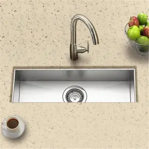 212 MAIN Contempo Series 32x8.5 in. Undermount Stainless Steel Bar & Prep Sink - Includes Faucet, Drain, Template, Condensation-Free Feature, Installation Clips