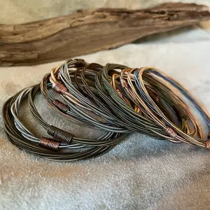Recycled guitar string bangle bracelets