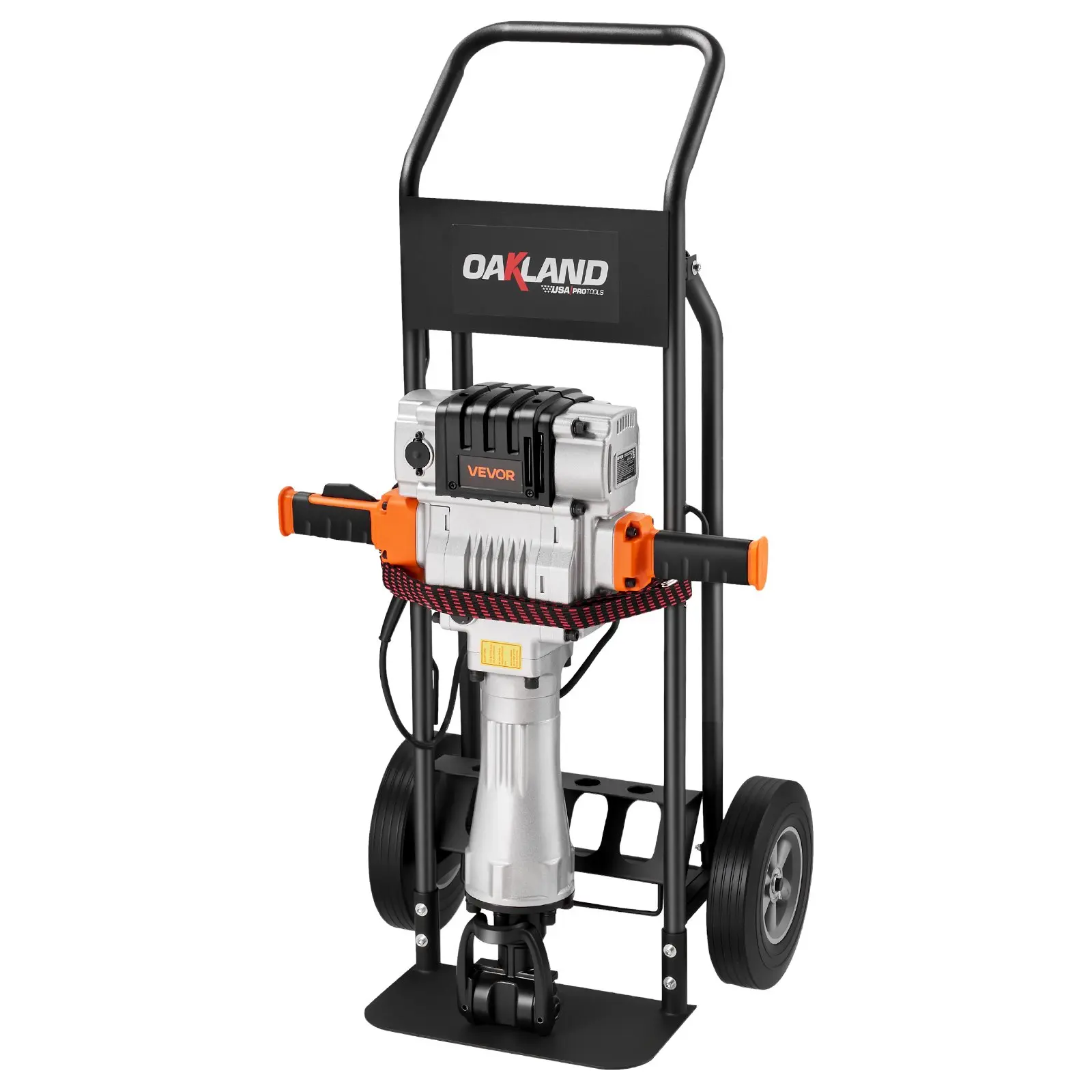 VEVOR 2100W Electric Demolition Jack Hammer Concrete Breaker for Foundation, 1650 BPM, 4 Pcs Chisels (2 Flat, 2 Point), 28.94x22.64x5.63 in, 30.9 lbs, Lightweight, Gloves, Cart