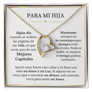 Para Mi Hija Collar De Amor Eterno To My Daughter Gift Chain Necklace Birthday Women Girl Love Heart Pendant Necklaces