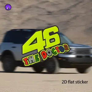 1PC Colorful Racing Style '46 THE DOCTOR' Sticker, Car stickers For car decor, racing notebooks. Features bright yellow 46 + colorful 'THE DOCTOR' text. A favorite for Rossi fans & racing lovers!