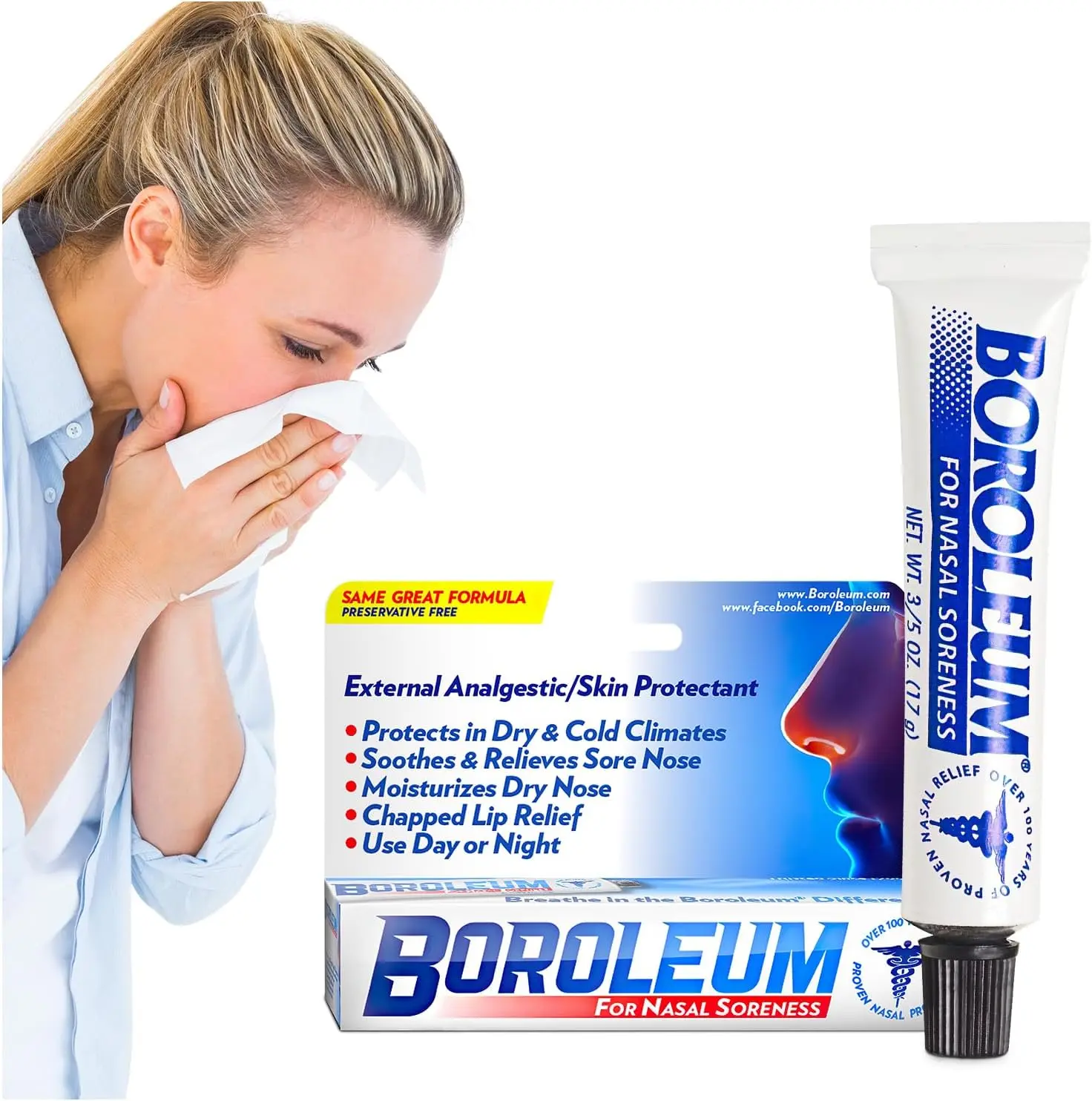 Boroleum Nasal Soreness Relief Treatment, 17g (0.6oz) Tube