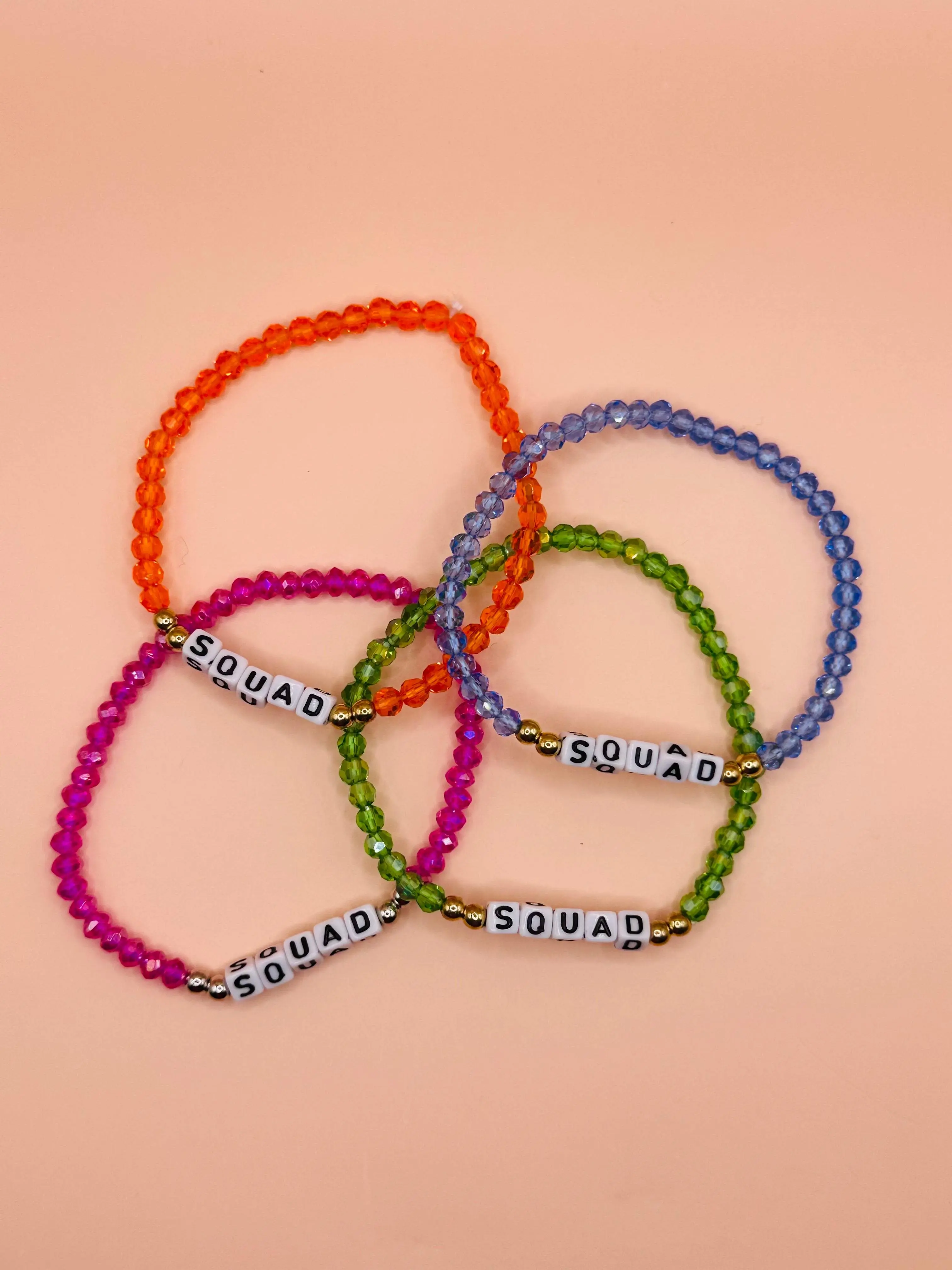 Squad Bracelets (Orange, Blue, Green and Pink- 4 Pack