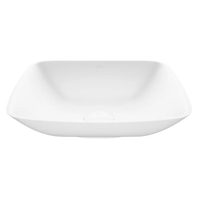 Hyacinth Matte Stone™ Vessel Sink – Matte White Composite, Square Above-Counter Design, Scratch & Fade Resistant, ADA & cUPC Certified