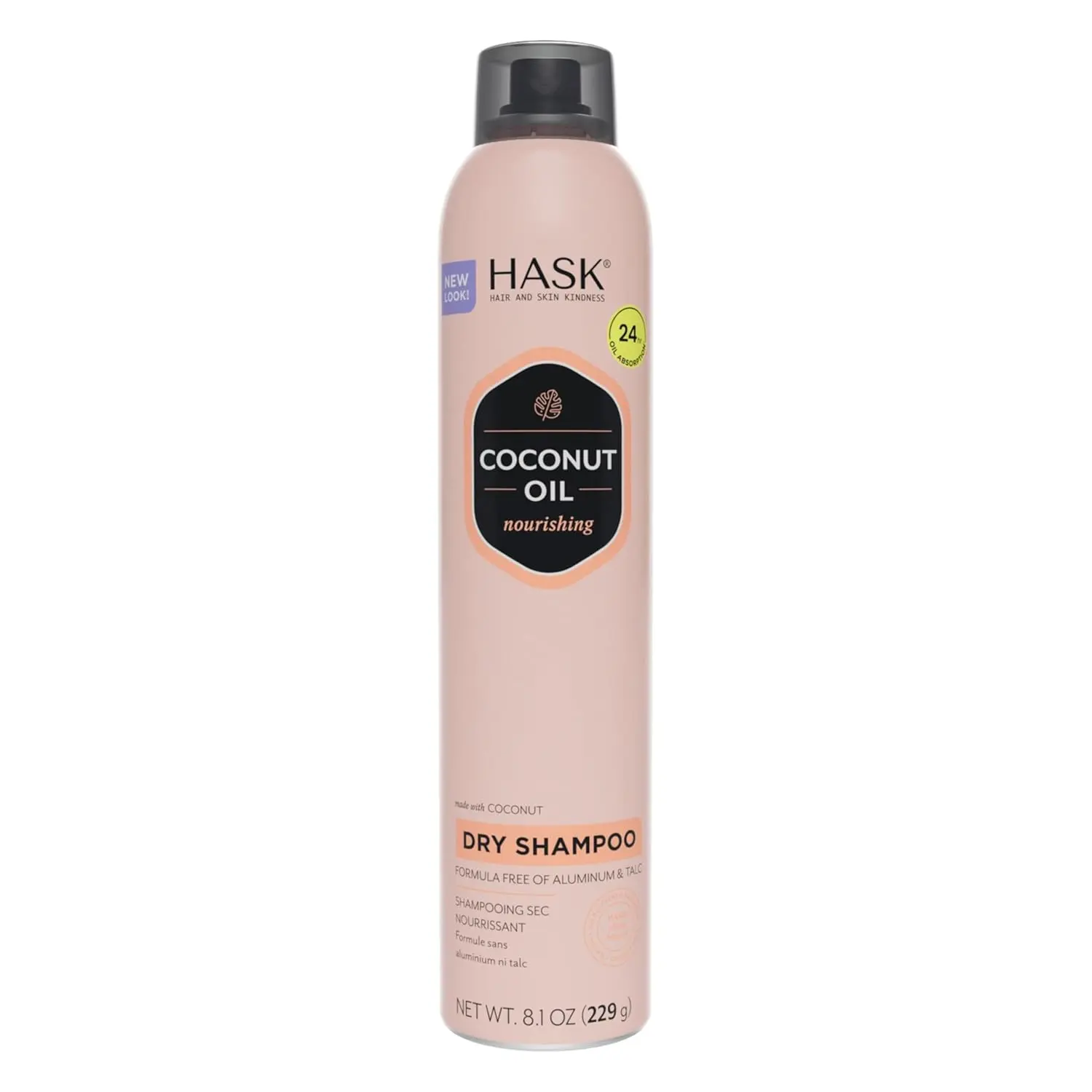 HASK Volumizing Charcoal Dry Shampoo, Purifying Aerosol Spray for Oil Control and Voluminous Hair, Sulfate Free, 8.1 oz, Adults, Cruelty Free, Fragranced, Coconut, Single, Rice Starch, Contains Alcohol, Formaldehyde-Free