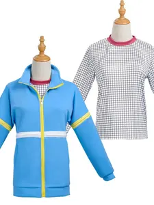 Anime Adult Women's Stranger Things Cosplay Costume, Zipper Hoodie Jacket, Blue Jacket, Casual Daily Wear Set, Role Play