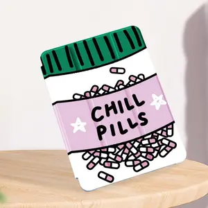 Cartoon Pill Pattern Tablet Case, Tablet Protective Cover with Built-in Pen Slot, Tablet Accessories Compatible with iPad & Samsung & Huawei & Lenovo & Xiaomi