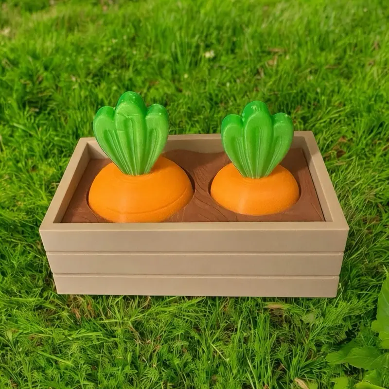 Table Top Decor Carrot Garden 3D Printed Home Accent for Spring Decoration with Green Plant Top and Orange Carrot Base