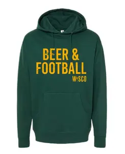 WISCO Beer & Football Hooded Sweatshirt - Standard Fit - Pullover
