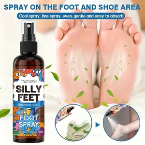 100ml Foot Deodorant Spray (Plant Antibacterial + Gentle Skin-friendly Ingredients), Foot Care Product, For feet & footwear, Cool mist, gentle & absorbable, Powerful formula eliminates odors, 700+ sprays, long-lasting antibacterial effect, keeps fresh