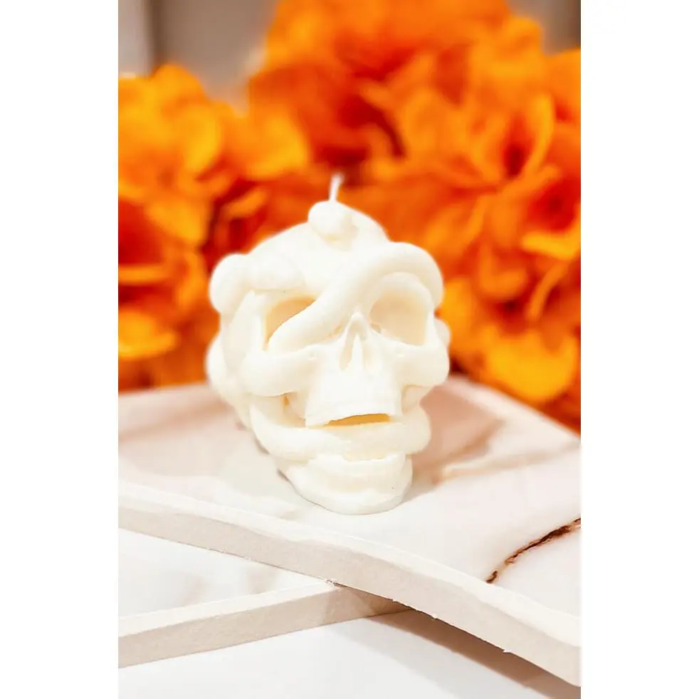 Skull Snake Candle