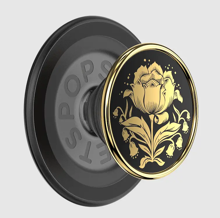 PopSockets Enamel Rose Noir MagSafe PopGrip - Stylish Magnetic Phone Holder, Mount, Stand, Cellphone Tech Accessory, Floral Motif Electronics Accessory, Accessories, Tech Accessories