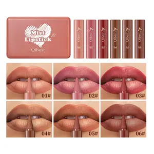 6-color matte lip gloss set, waterproof for 24 hours, silky matte texture, waterproof and sweat proof, non stick to cup and non fading lip gloss set, Non Sticky Gloss