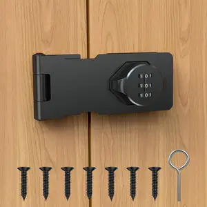 Cabinet Password Hasp Lock Keyless Combination Lock for Small Doors Barn Bathroom Outdoor Garage Garden Black