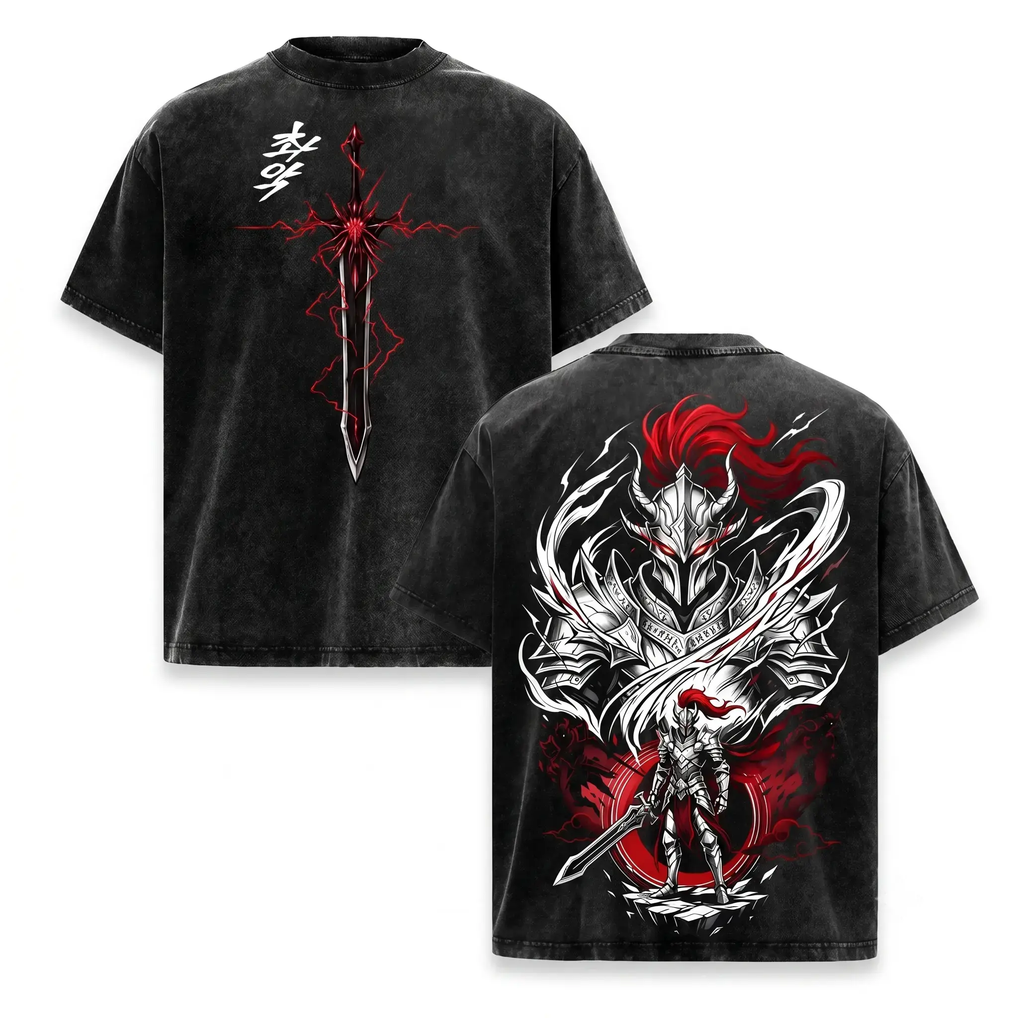 [HM]Igris Solo Leveling ARISE Vintage Washed T-Shirt|Shadow Knight Commander Graphic Tee|Anime Streetwear Oversized Shirt, Absolute Loyalty Streetwear,mundo jin-woo,acid gymwear merch,anime fan bleach merchandise,unisex retro anime lover,manga movie