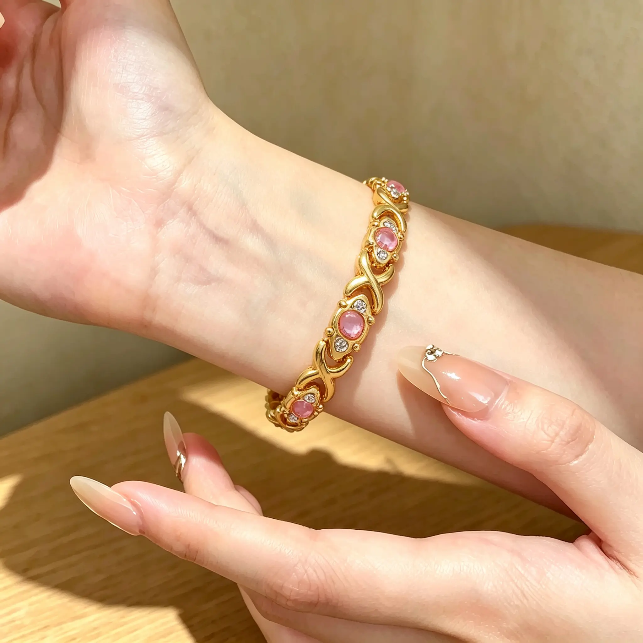 Women’s Stylish Diamond Inset Energy Magnetic Bracelet - Eco Alloy Adjustable Size Wrist Band, Everyday Use Fashion Accessory